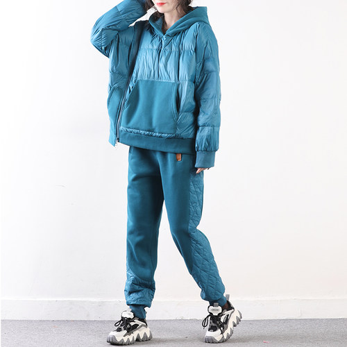 皇森2025年新款冬季羽绒服羽绒裤两件套时尚连帽保暖休闲套装女潮 - 封面