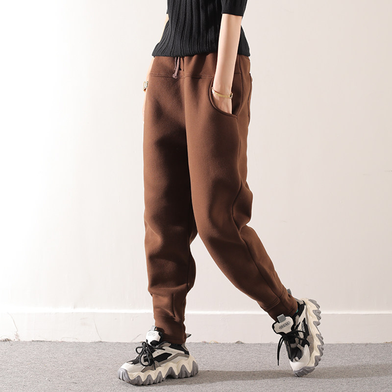皇森2024冬款加绒加厚休闲运动卫裤女哈伦裤保暖抓绒宽松显瘦长裤,女装/女士精品,休闲裤,淘宝优惠券,粉丝福利购,淘宝优惠卷