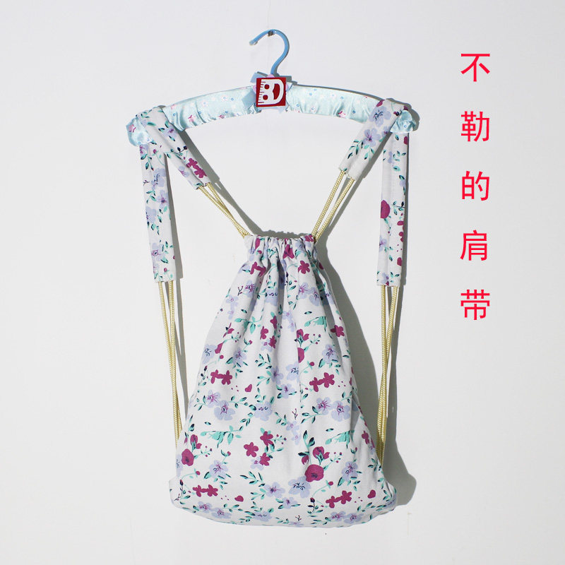 【包满E】抽绳双肩背包小清新碎花帆布束口袋运动健身郊游骑行包