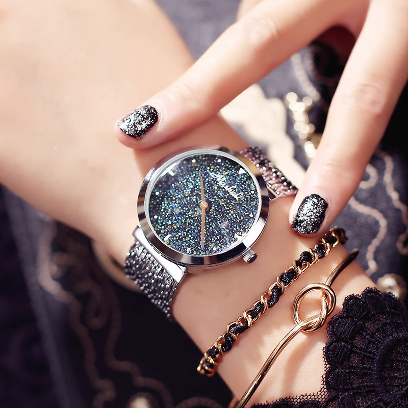 玛莎莉mashali时尚奢华镶钻流苏链条女士手表白领石英表学生腕表