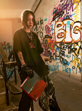 CII Inspiration瞬差-欧美街头创意#10 潮牌印花黑色T恤-冥王狩猎