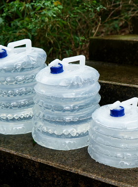 户外折叠水桶带水龙头车载PE食品级5L10L15L饮水袋野营伸缩储水桶