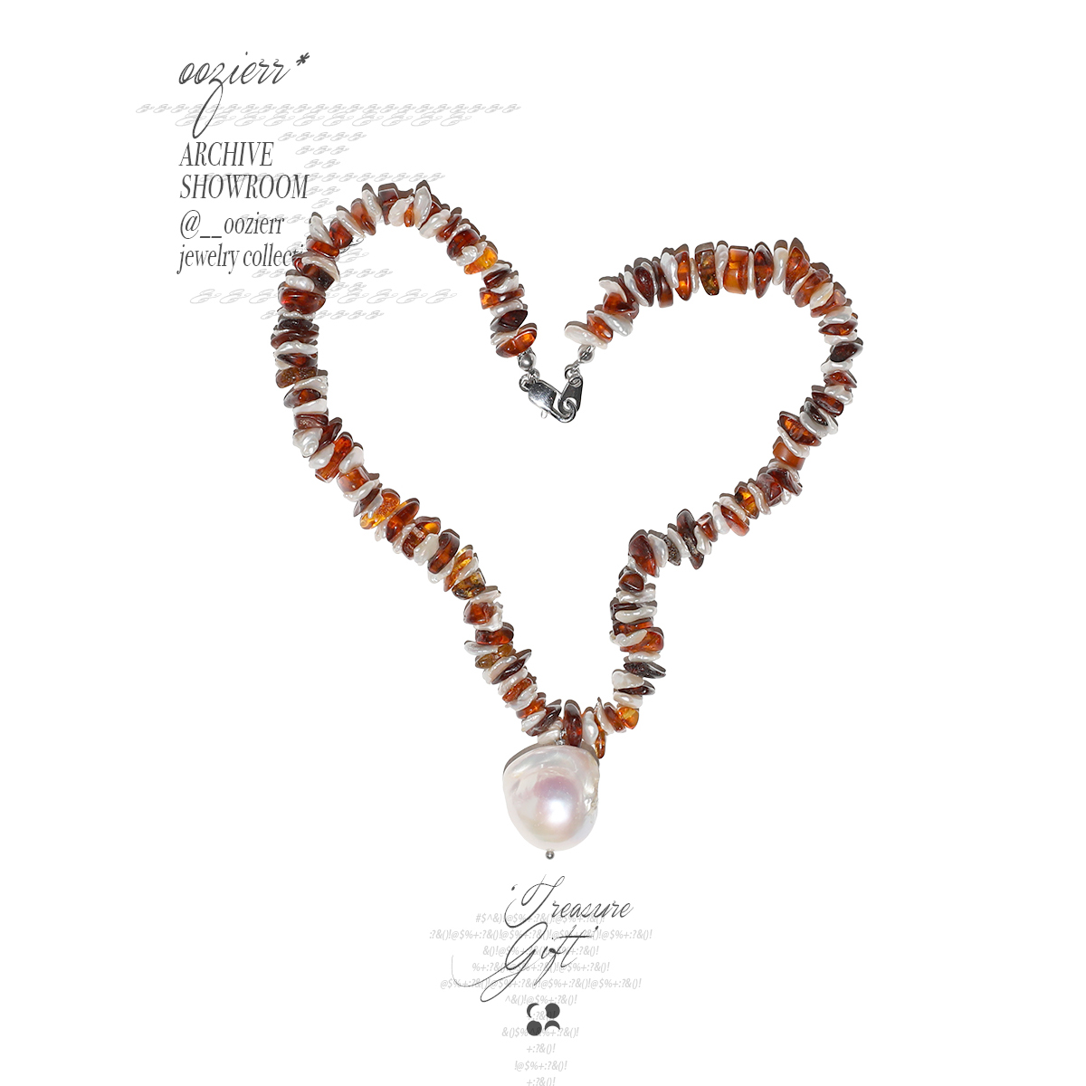 oozierr太紫 '琥珀巴洛克珍珠项链'ins风法式氛围搭配神器