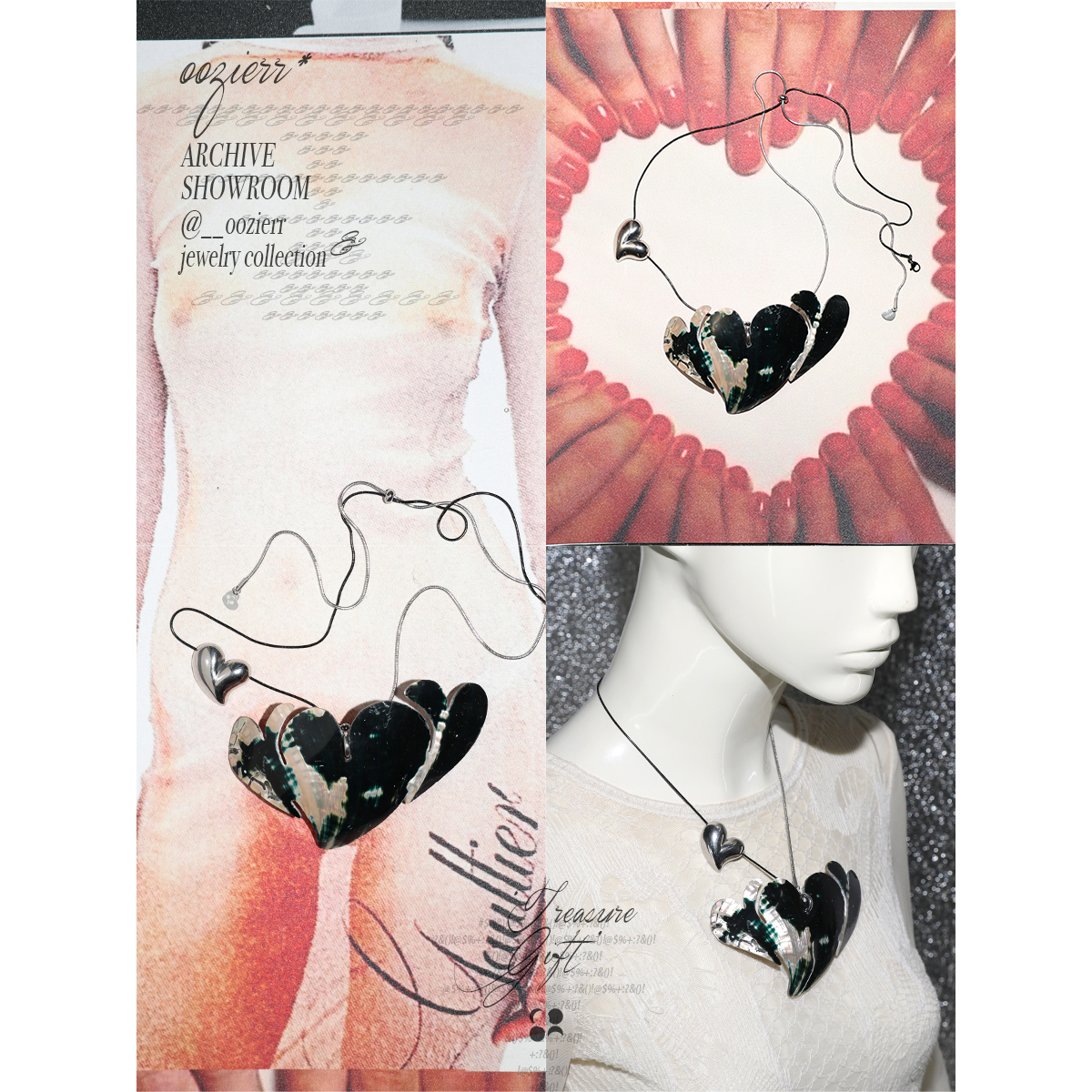 oozierr太紫 '浮夸爱心 天然新西兰帝王鲍鱼贝' 项链 520礼物