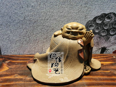 陶瓷石湾公仔欢喜大师佛像