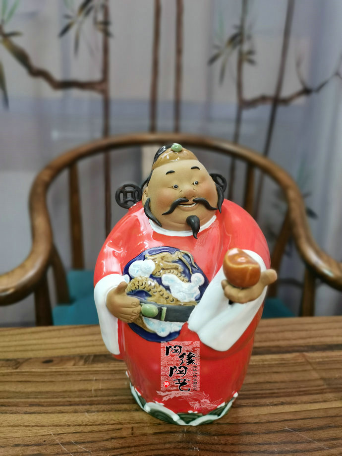 陶瓷工艺品 石湾公仔 Q版小财神 玄关电视柜