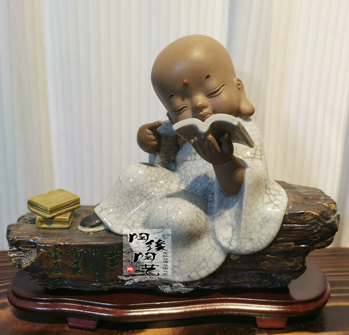 陶瓷工艺品 石湾公仔 书中自有黄金屋 一休 和尚 佛