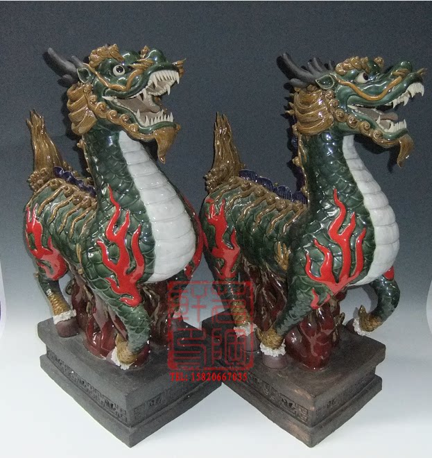 陶瓷工艺品 石湾公仔 招财火麒麟