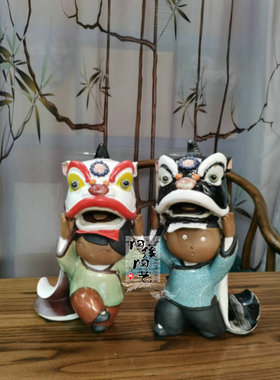 陶瓷非遗风舞狮工艺品