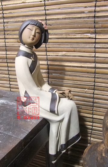 陶瓷工艺品 石湾公仔 书中自有黄金屋 美女雕塑