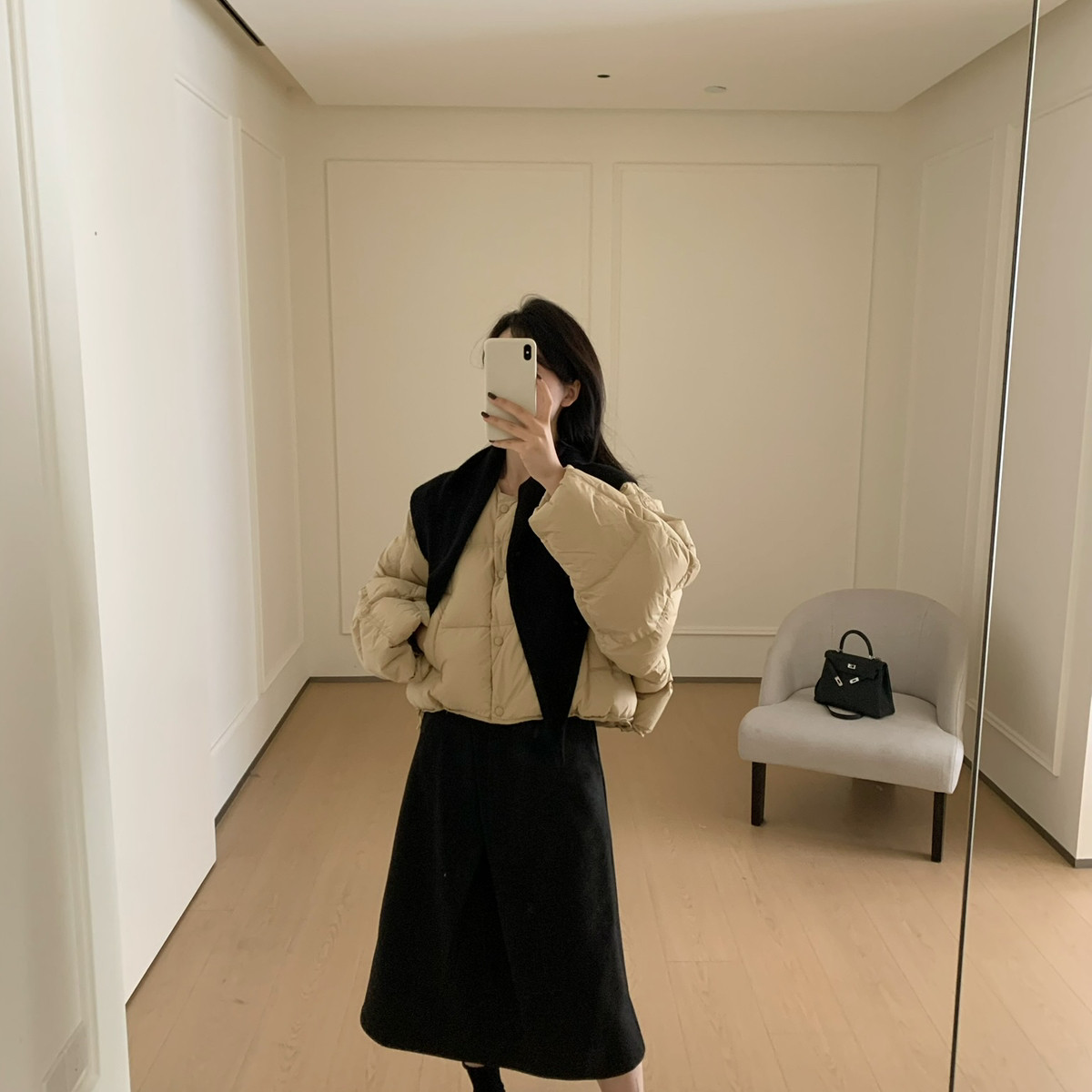 ENJOYABLE-限速加厚韩系蝙蝠袖保暖羽绒服外套(配披肩)YSEY63005