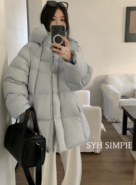 SYH SIMPLE-禁连帽中长款泡芙羽绒服有溯源码保暖羽绒服外套C1122