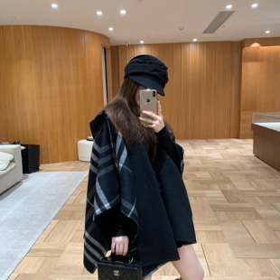 EASE-格纹羊驼毛羊毛外套(含65羊毛)(双面无缝拼接两面穿)E25D031