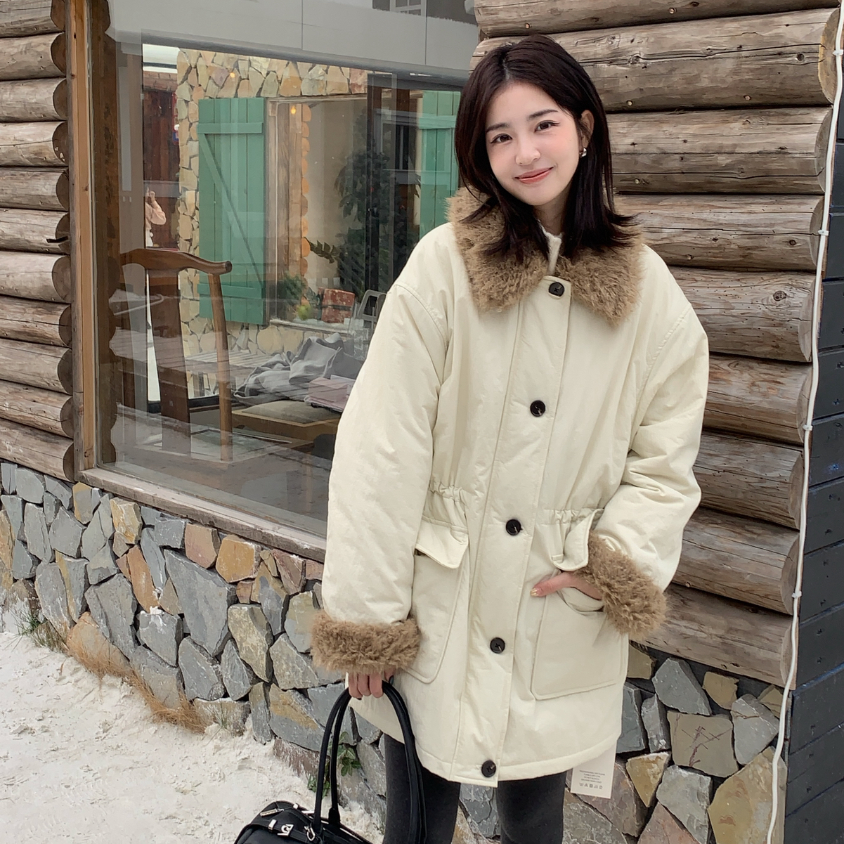 ONION-大毛领派克棉服外套保暖棉服外套Y258052