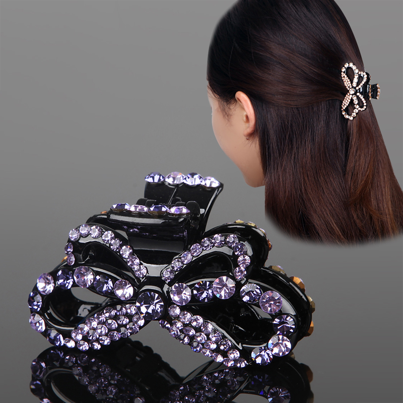 扎半发夹子水钻发夹盘发发卡后脑勺盘头发抓精致女士头饰中号抓夹