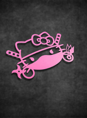 云创车贴hellokittyHello忍者卡通个性装饰贴防水机车机车贴