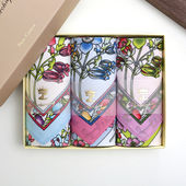 43cm女士纯棉印花手帕老式 怀旧复古印花手巾薄款 高档礼盒手巾方巾