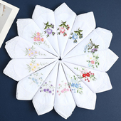 泽略3条装 手帕女士全棉绣花手绢纯棉小方巾蕾丝花边手巾全棉手帕