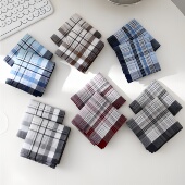 泽略经典 手帕全棉吸汗纯棉复古手绢 老年薄款 方格怀旧老式 古风男士