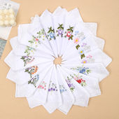 怀旧薄款 5条装 女士纯棉手帕老式 手绢高档刺绣手巾蕾丝方巾擦汗巾