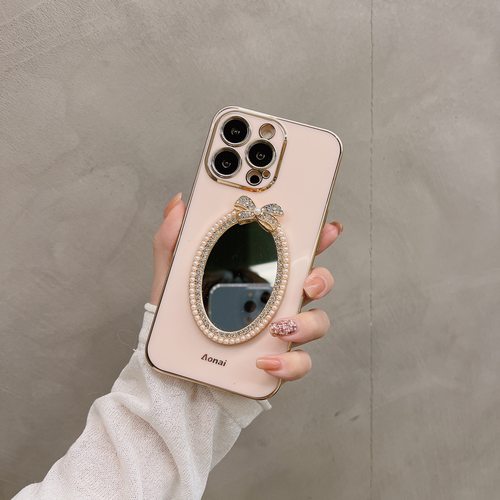 【水钻补妆镜】苹果软胶手机壳