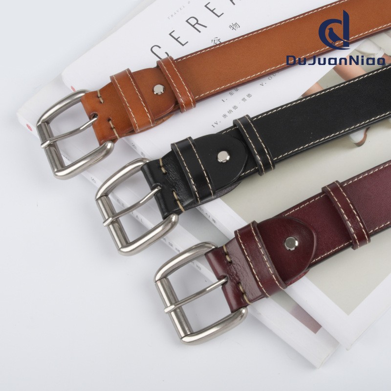 杜鹃鸟男士头层牛皮腰带男款真皮皮带经典日字扣针扣厂家文艺复古