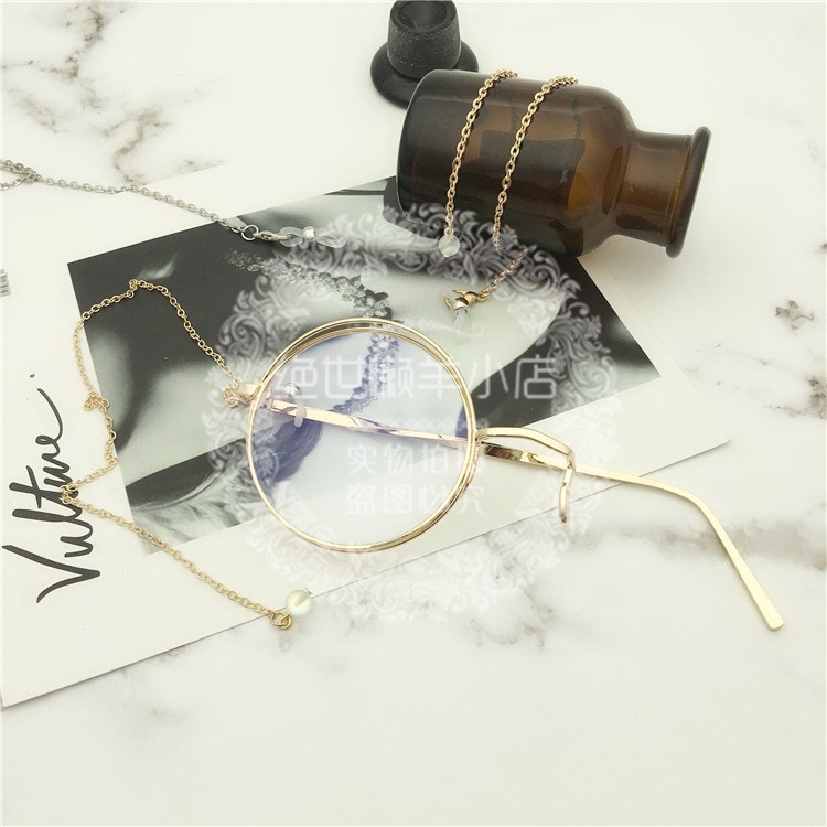 剑网3玄思金边镜cos金丝框单边眼镜剑三面挂链条眼镜框