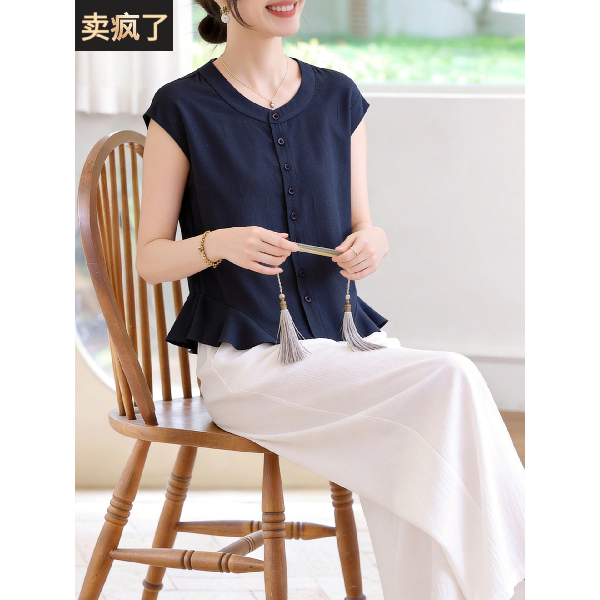 喜卉妈妈夏装两件套装端庄大气2026新款中老年女装夏季短袖上衣服
