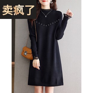 2025新款秋冬配大衣的高级感超好看毛衣女大码显瘦宽松针织连衣裙