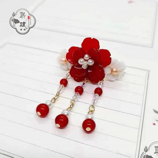 聆琅原创琉璃贝壳流苏弹簧夹后压夹子日常百搭旗袍配饰 池JCC迟