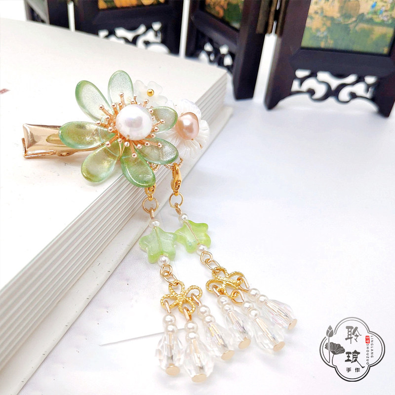 聆琅原创小雏菊琉璃贝壳花发夹 汉服配饰 一对价菊qjs004矢