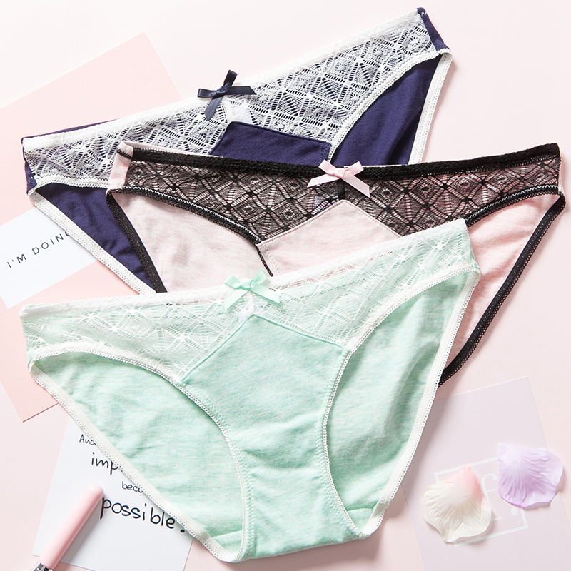 日系纯棉裆少女全棉短裤蕾丝刺绣