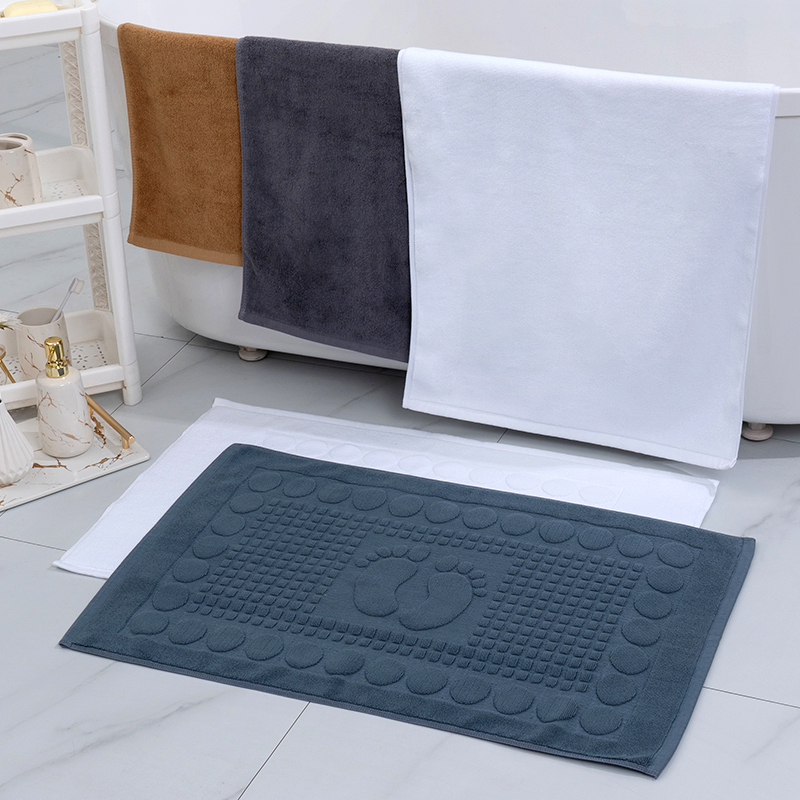 纯棉纯色酒店卫生间地巾地垫加厚