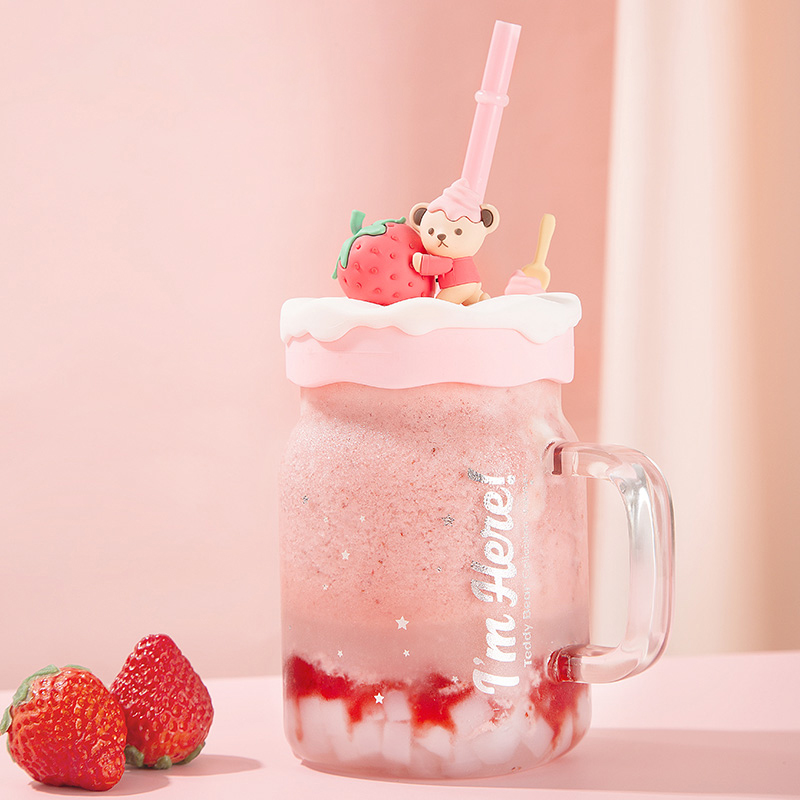 sohome泰迪珍藏梅森草莓萌宠吸管