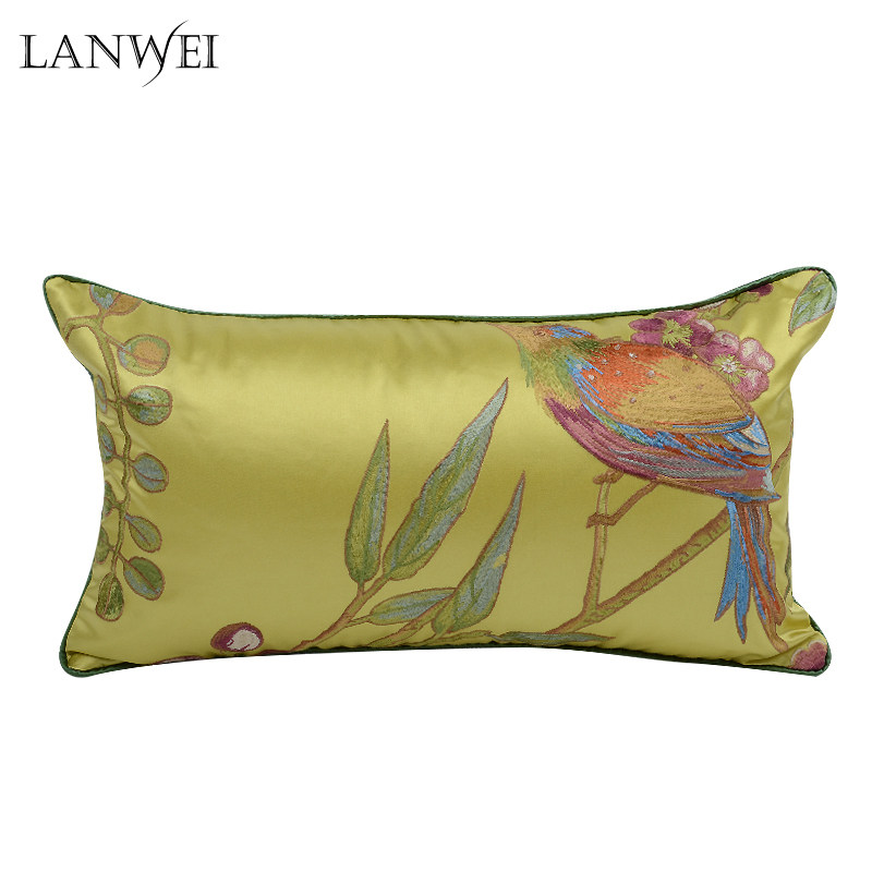 Simplicity New Chinese style Cushion sofa Olivine Satin Embroidery Pillows Lumbar pillow backrest Soft loading pillow case Excluding customizedin the Home Fabric , Pillow/New pillow, Lumbar Cushion category - from Buy2taobao.com to provide professional Taobao agent buy service
