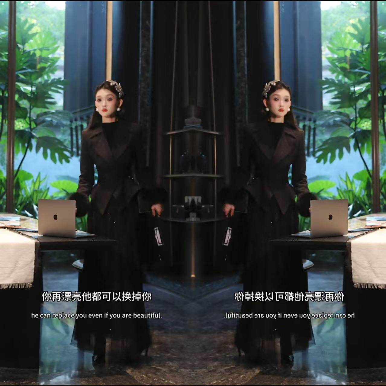 2025秋冬网红新款职业女装穿搭高级感气质毛呢西装外套搭配网纱裙
