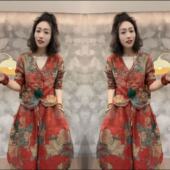 2025夏季 新高级感洋气显瘦网红民族风复古V领上衣搭配休闲灯笼裤