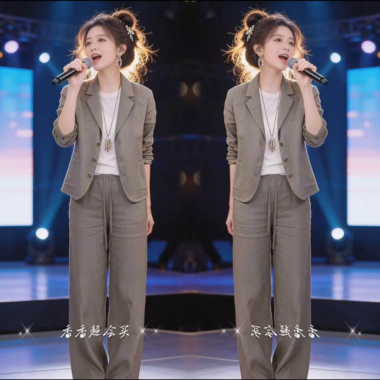 春夏季女装新款职业西服套装女气质通勤纯色简约显瘦外套+直筒裤