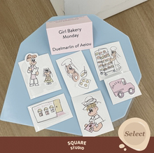 【平方Studio】Aeiou贴纸 韩国小众法式插画风格面包女孩手帐装饰