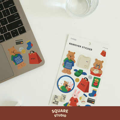 平方贴纸可爱插画透明手工装饰