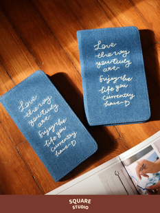 【平方Studio】牛仔手写文字书衣封皮 原创布面刺绣手帐本weeks