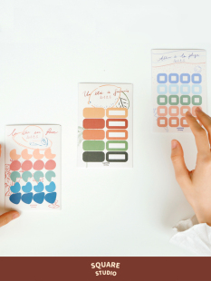 原创纯色几何百搭手帐手工装 南法色卡贴纸 饰素材 平方Studio