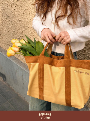 平方刺绣原创托特包大容量帆布包