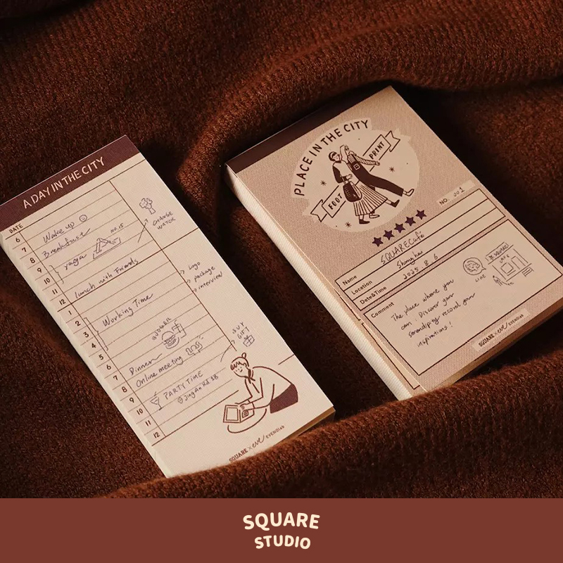 【平方Studio】都市生活便签本 原创插画日程规划地点记录可撕