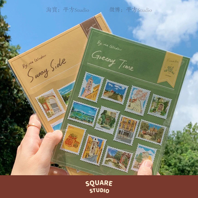 邮票贴纸原创插画手工