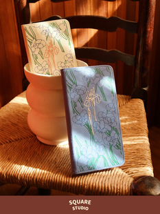 【平方Studio】鸢尾花书衣封皮 原创插画手绘布面刺绣手帐本weeks