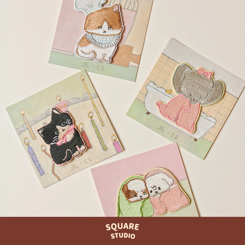 【平方Studio】皮革联名刺绣贴 原创可爱装饰布贴衣服手帐包包