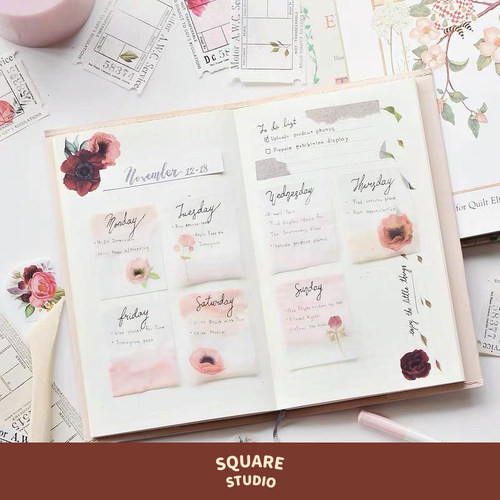 MU花卉复古清新创意素材转印贴纸