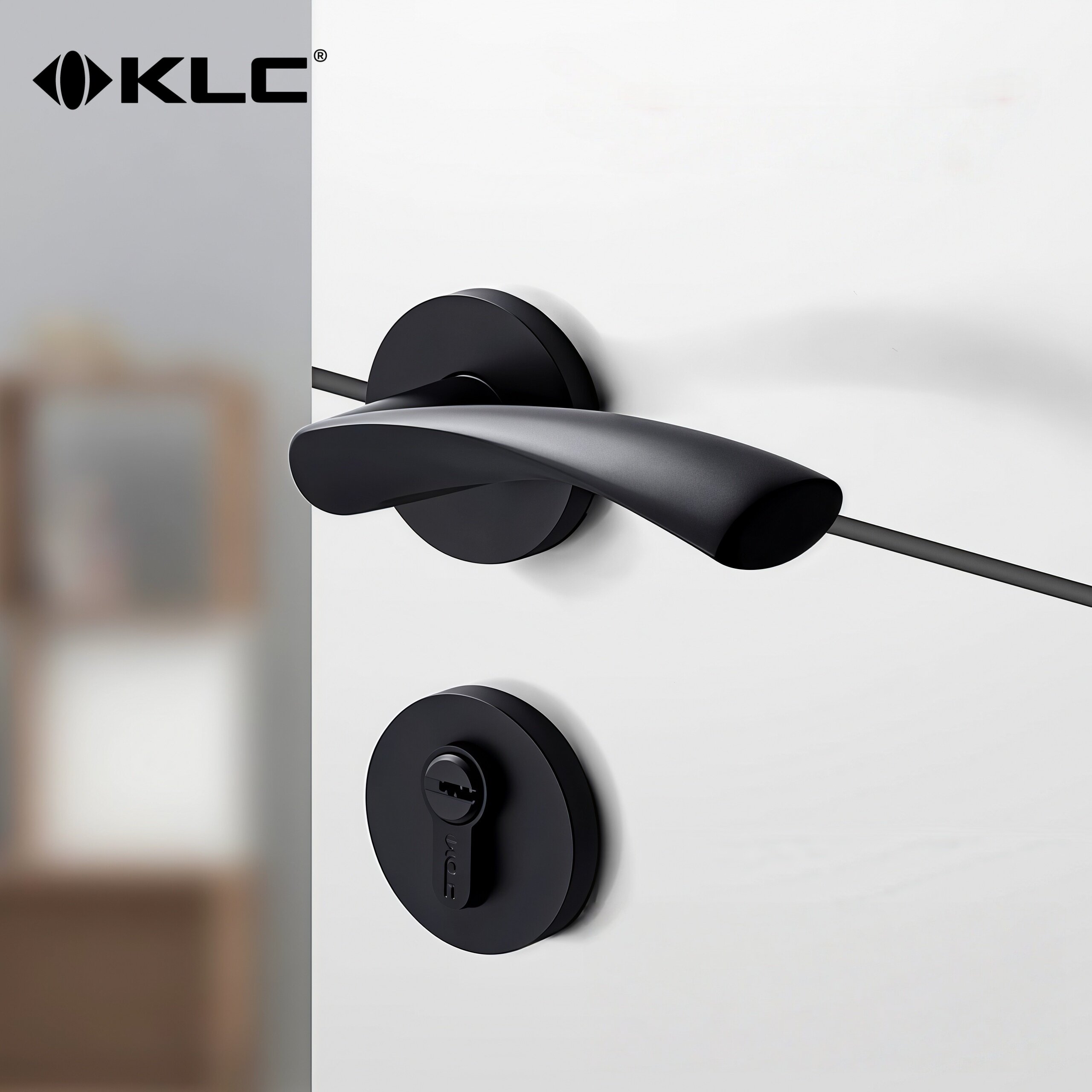 klc黑色静音卫生间通用型房门锁