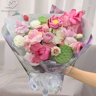 杭州鲜花速递同城荷花玫瑰花混搭花束爱人女友生日订花店送花上门